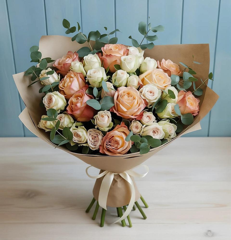 Букет цветов из: Альстромерии и Розы в Темрюке