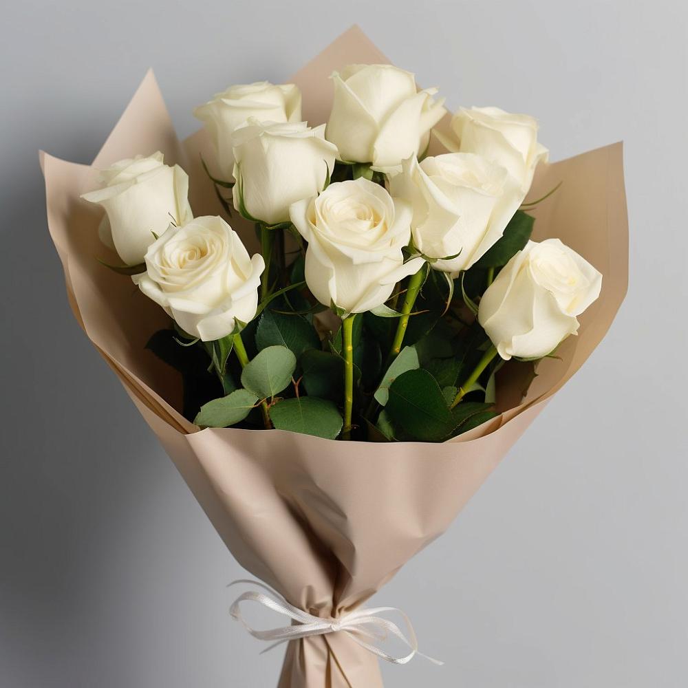 Букет 9 Белых роз Эдлесс Лав в Темрюке