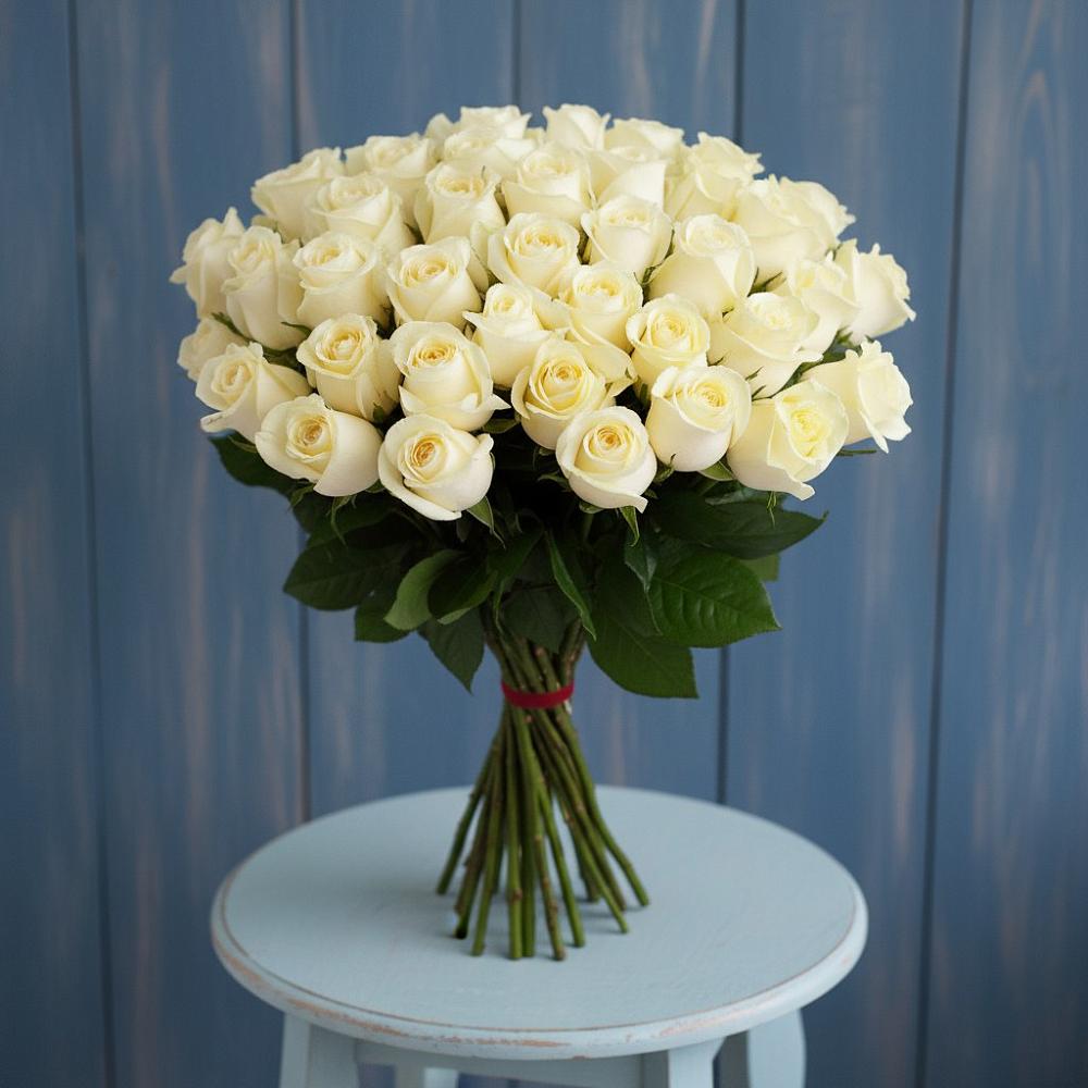 Букет 51 Белая роза Эдлесс Лав в Темрюке