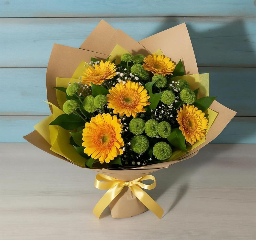 Букет цветов из: Герберы и Хризантемы в Темрюке