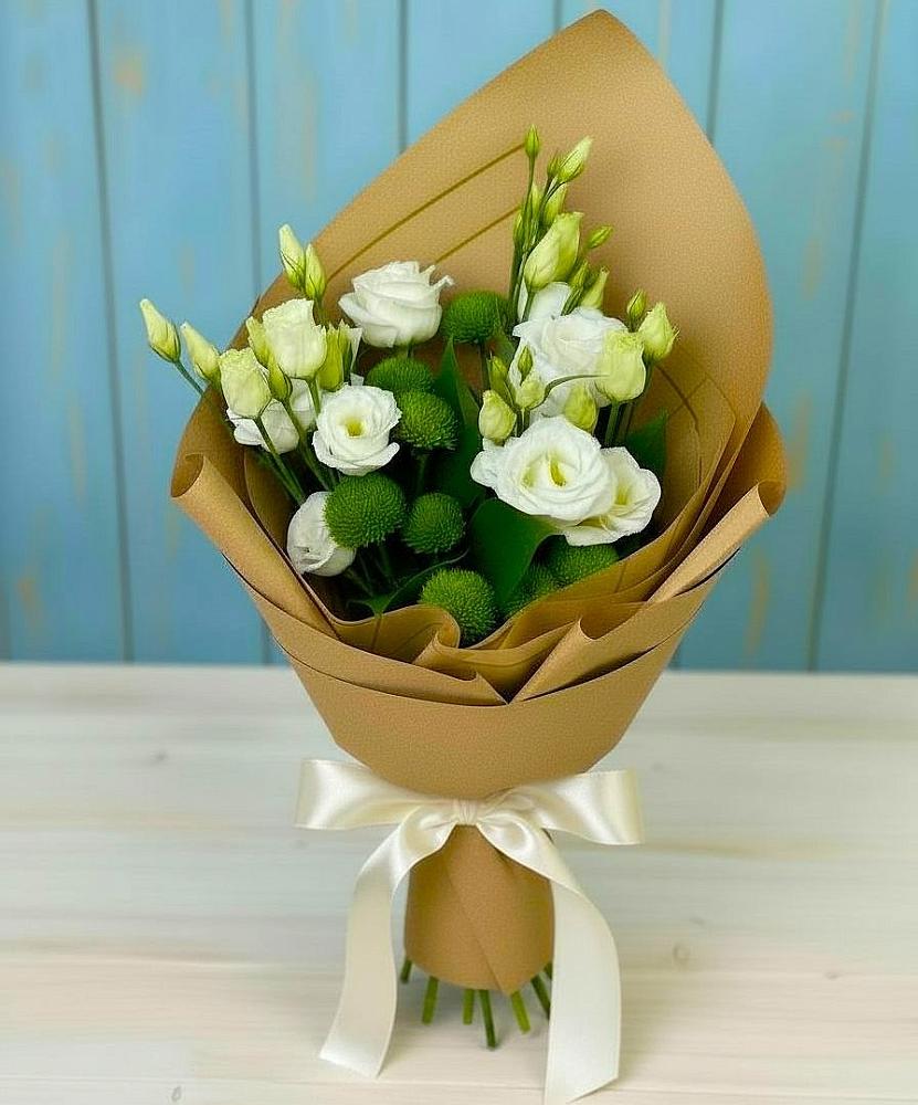 Букет цветов из: Хризантемы и Лизиантусы в Темрюке