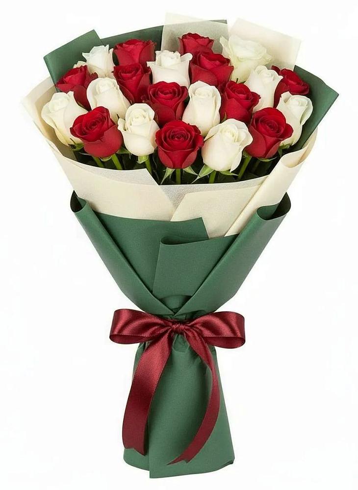 Букет Микс из красных и белых роз в Темрюке
