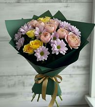 Букет цветов из:  Хризантемы и Розы #REPLACE_PRED# Темрюке