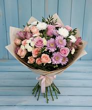 Букет цветов из:  Хризантемы, Розы и Альстромерии #REPLACE_PRED# Темрюке