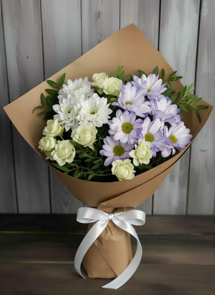 Букет цветов из: Хризантемы и Розы в Темрюке
